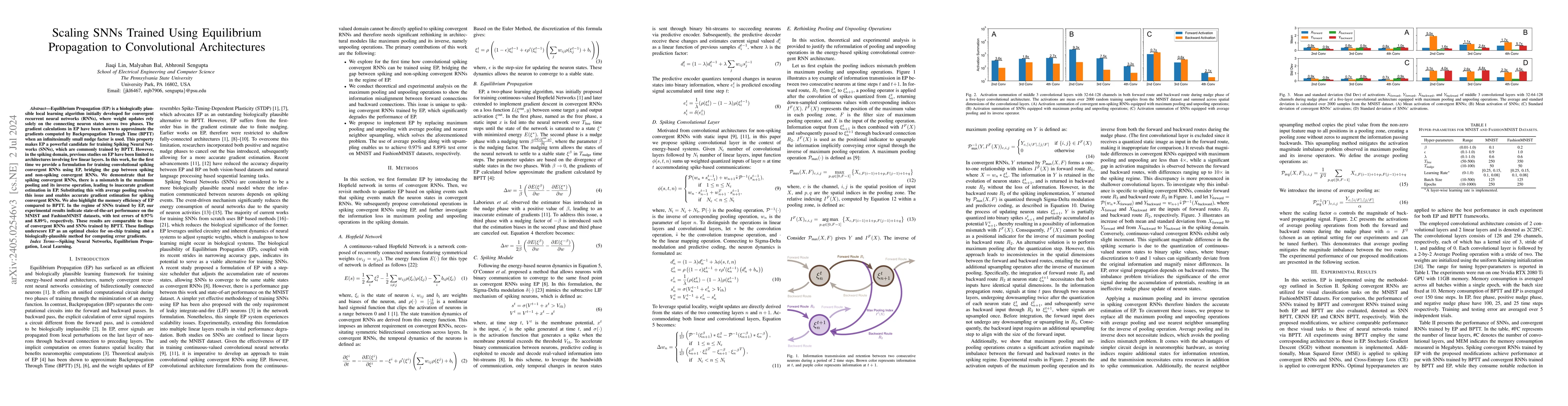 Thumbnail for Scaling SNNs Trained Using Equilibrium Propagation to Convolutional
  Architectures