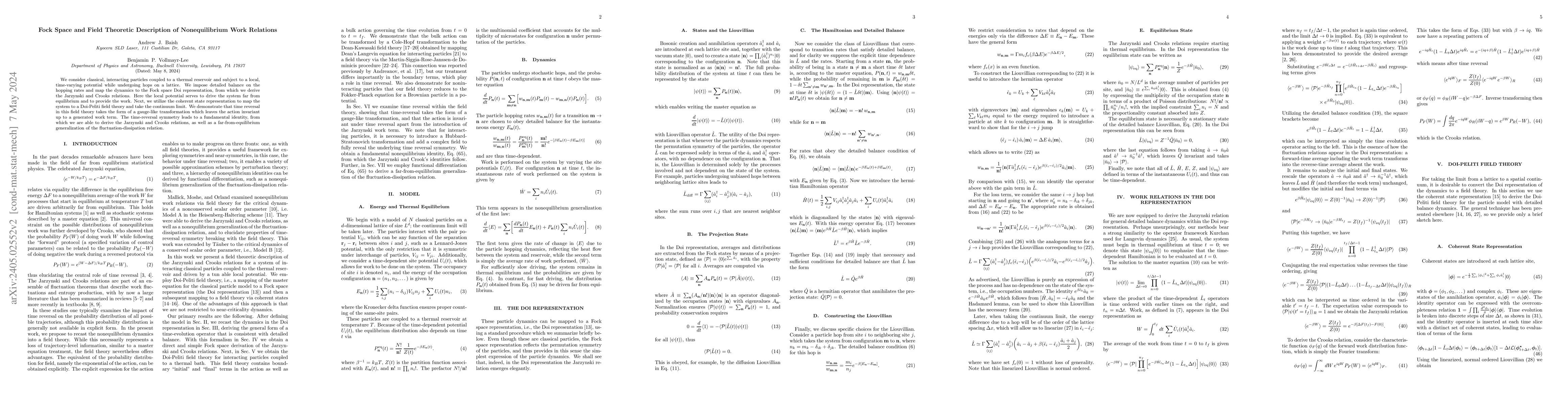Thumbnail for Fock Space and Field Theoretic Description of Nonequilibrium Work
  Relations