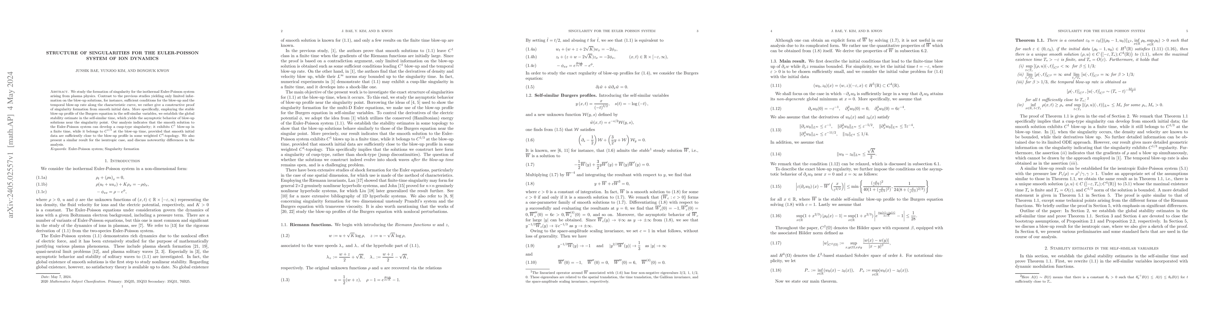 Thumbnail for Structure of singularities for the Euler-Poisson system of ion dynamics