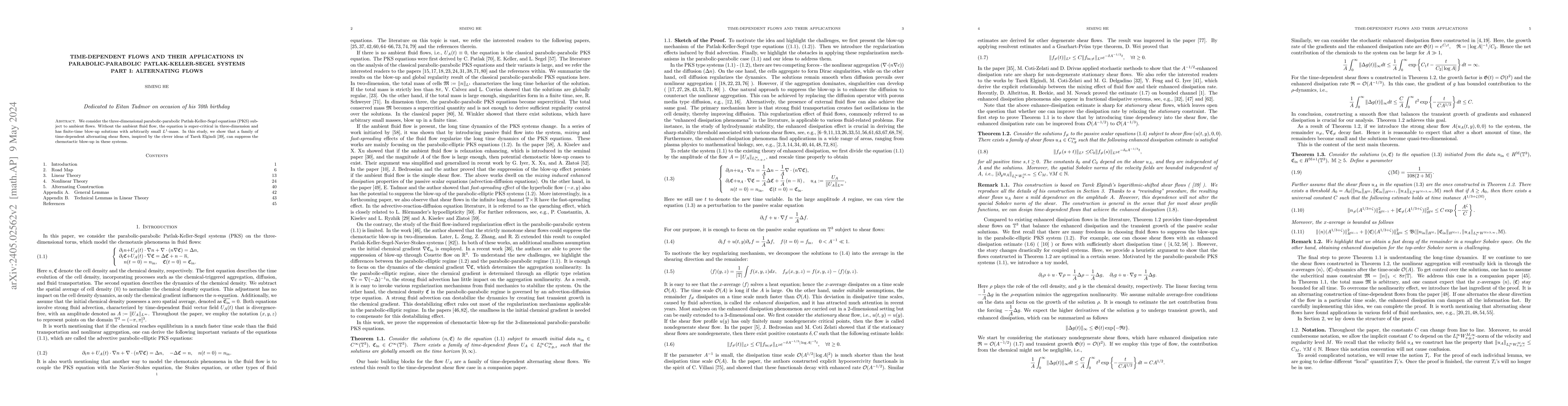 Thumbnail for Time-dependent Flows and Their Applications in Parabolic-parabolic
  Patlak-Keller-Segel Systems Part I: Alternating Flows