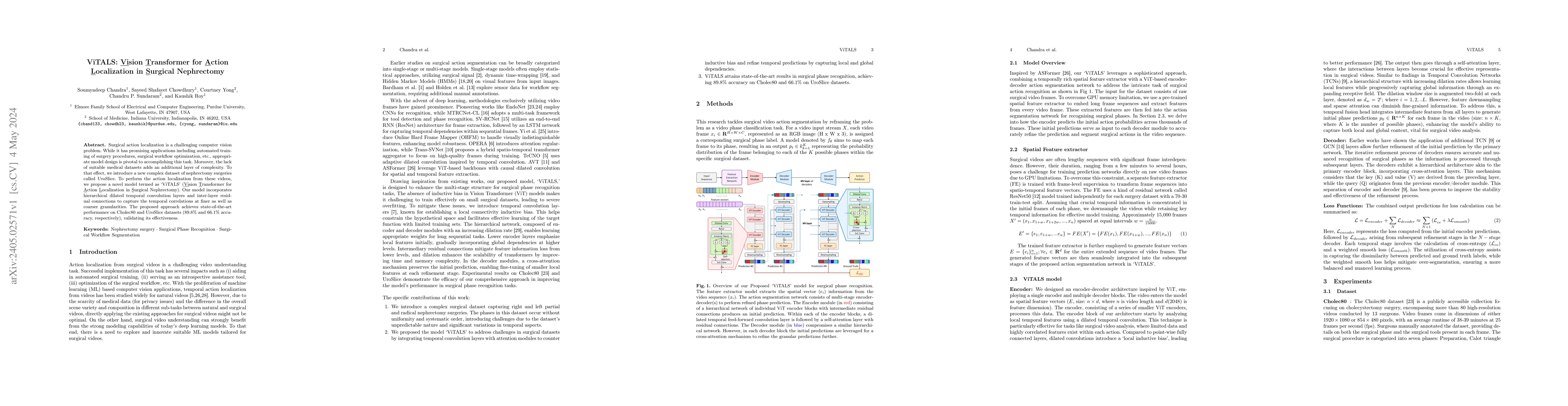 Thumbnail for ViTALS: Vision Transformer for Action Localization in Surgical
  Nephrectomy