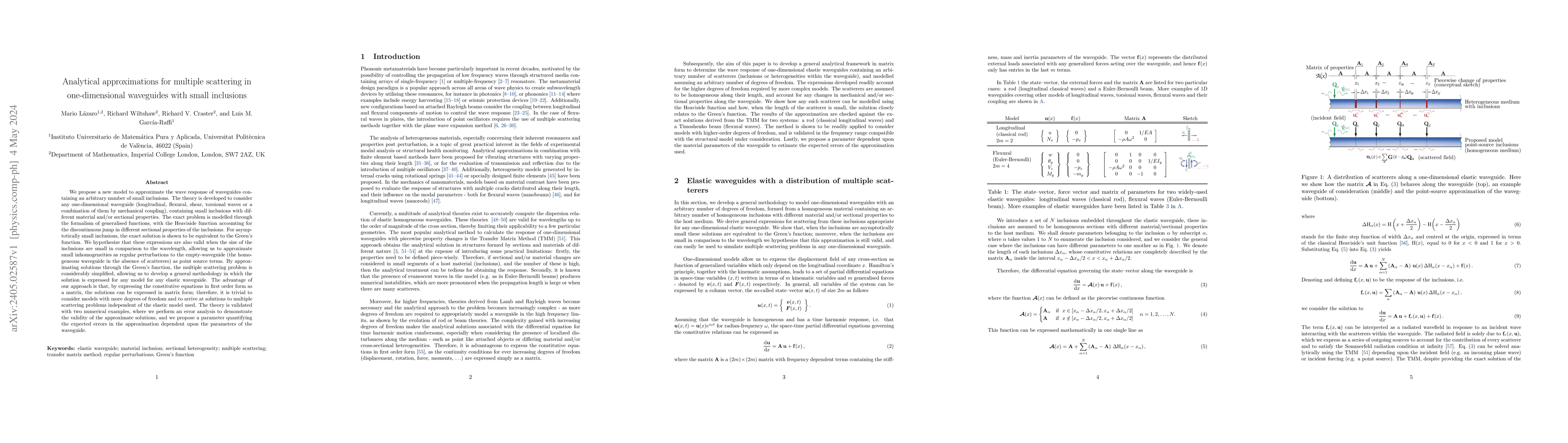 Thumbnail for Analytical approximations for multiple scattering in one-dimensional
  waveguides with small inclusions