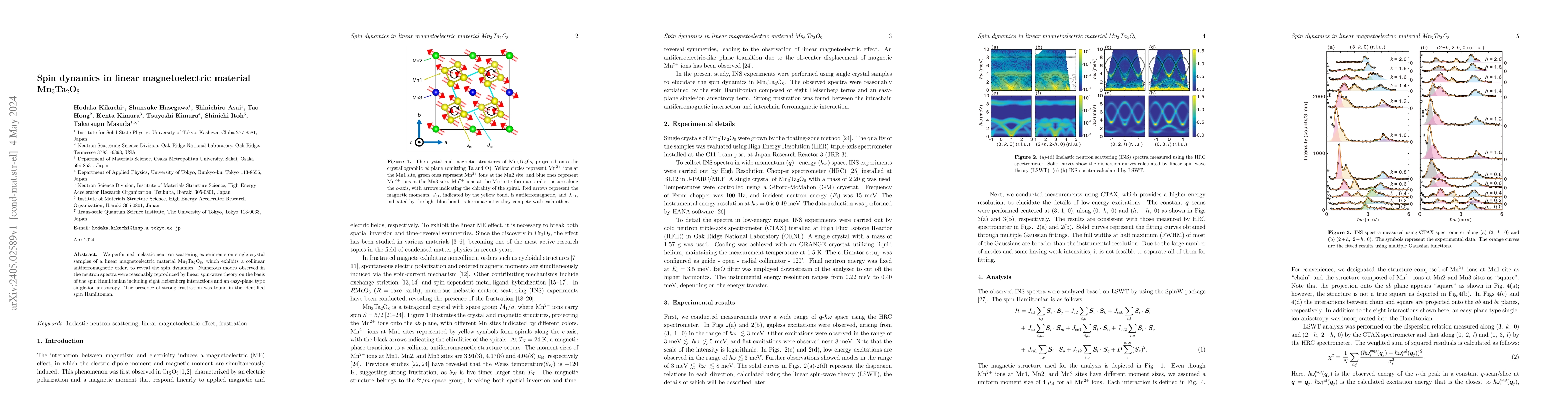 Thumbnail for Spin dynamics in linear magnetoelectric material Mn$_{3}$Ta$_{2}$O$_{8}$