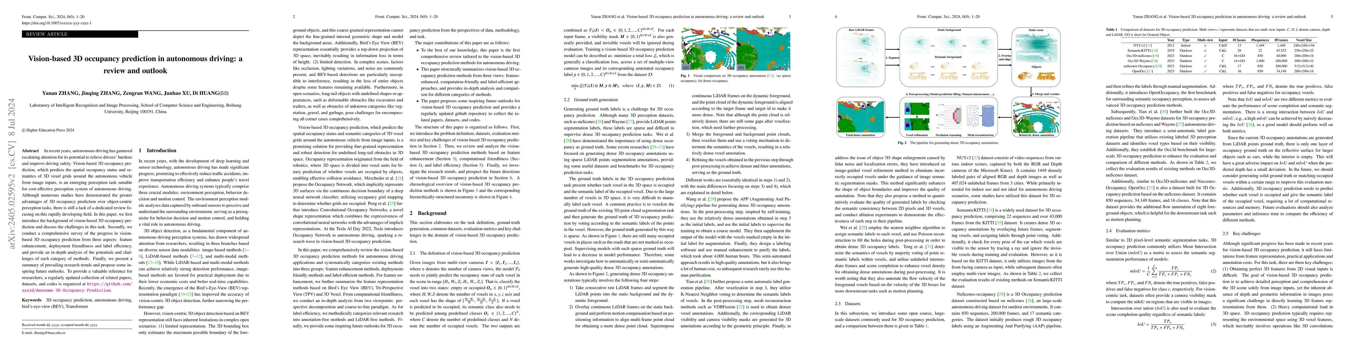 Thumbnail for Vision-based 3D occupancy prediction in autonomous driving: a review and
  outlook