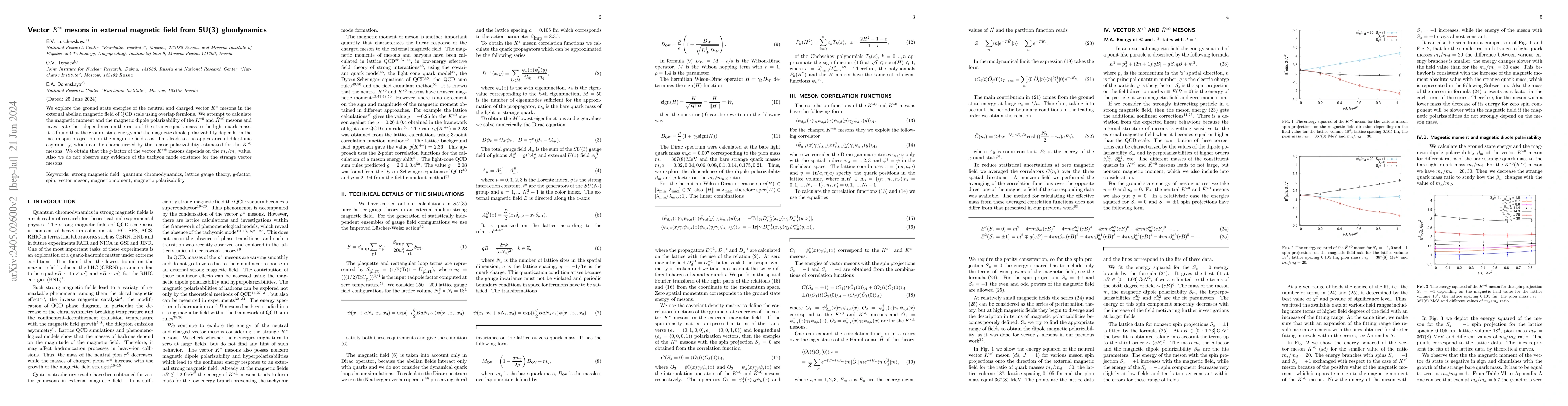 Thumbnail for Vector $K^{*}$ mesons in external magnetic field from SU(3) gluodynamics