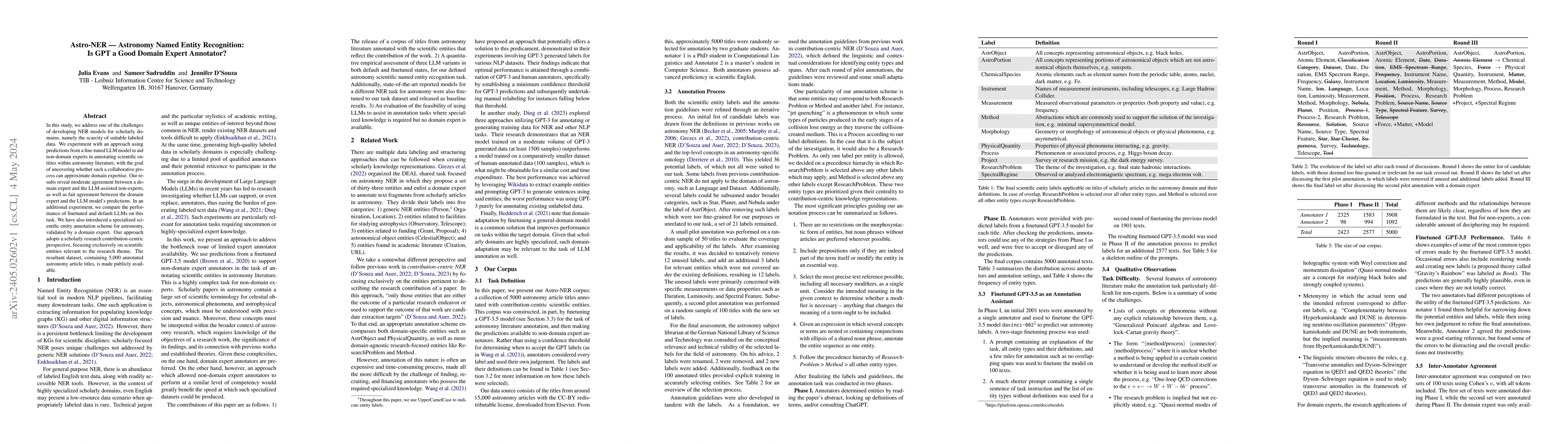 Thumbnail for Astro-NER -- Astronomy Named Entity Recognition: Is GPT a Good Domain
  Expert Annotator?