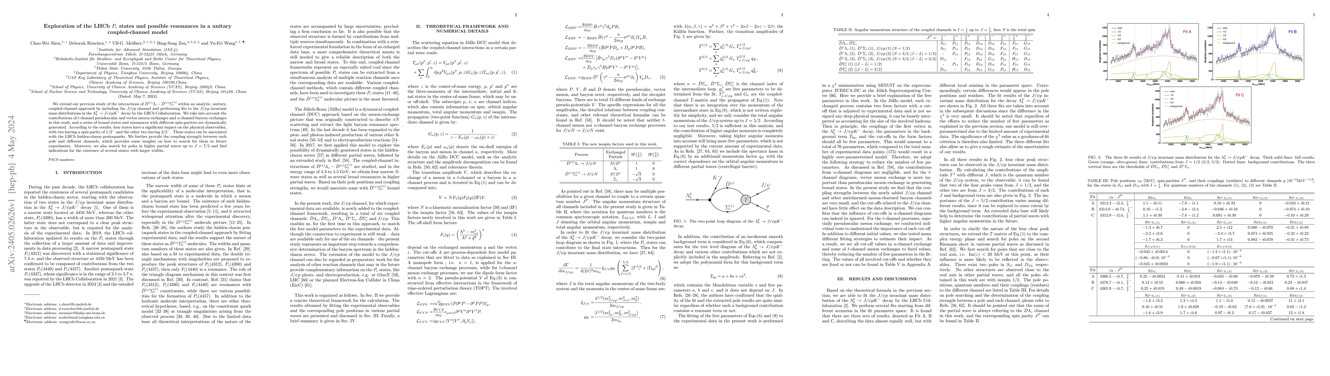 Thumbnail for Exploration of the LHCb $P_c$ states and possible resonances in a
  unitary coupled-channel model