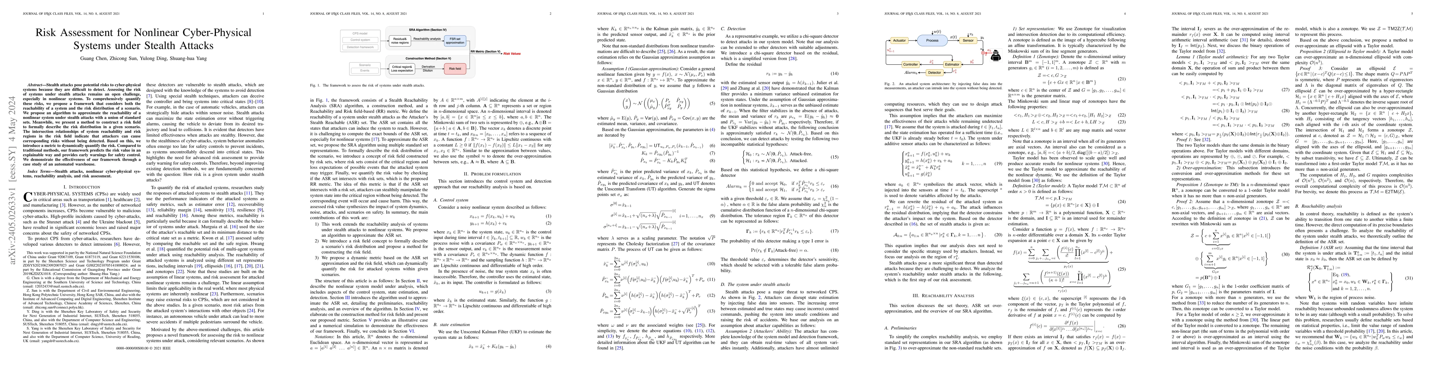Thumbnail for Risk Assessment for Nonlinear Cyber-Physical Systems under Stealth
  Attacks