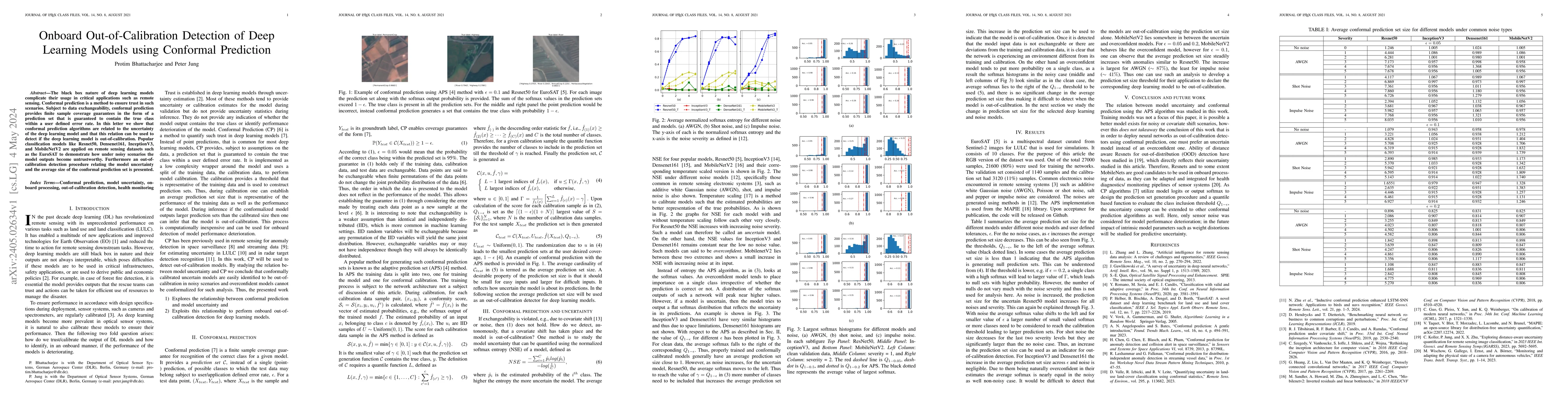 Thumbnail for Onboard Out-of-Calibration Detection of Deep Learning Models using
  Conformal Prediction