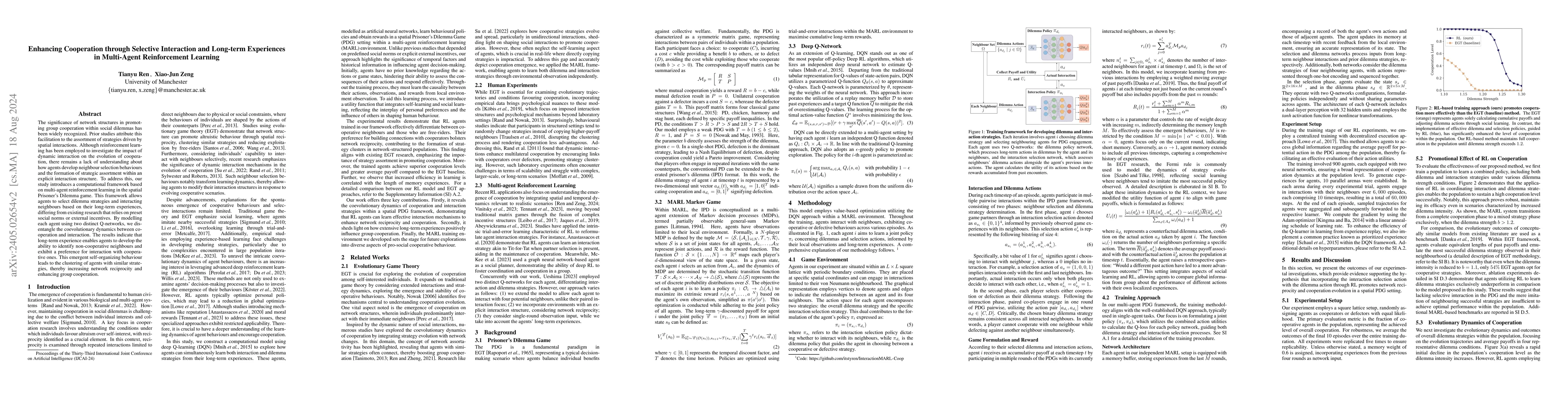 Thumbnail for Enhancing Cooperation through Selective Interaction and Long-term
  Experiences in Multi-Agent Reinforcement Learning