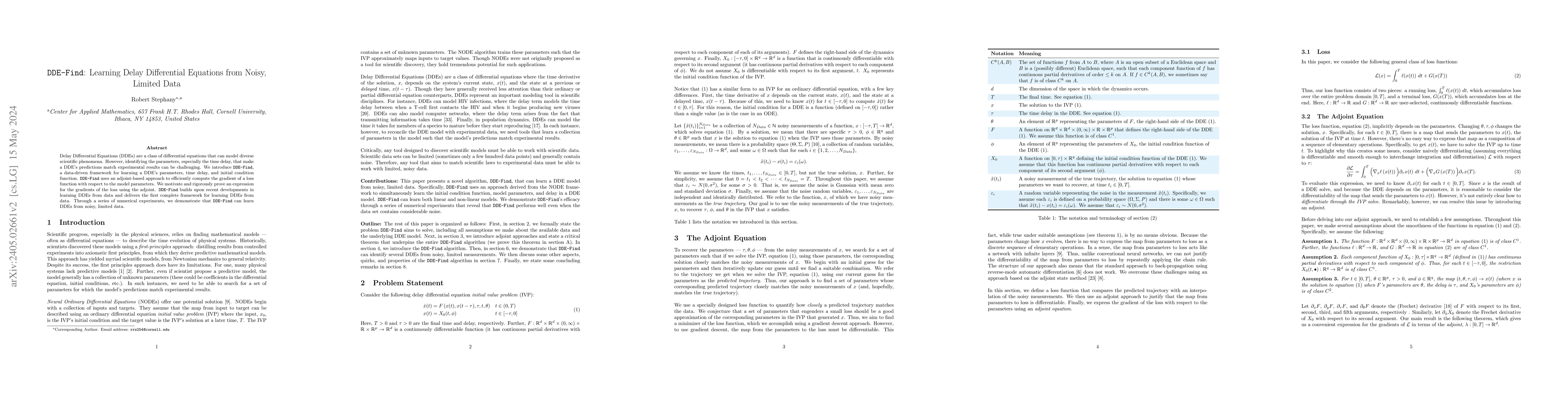 Thumbnail for DDE-Find: Learning Delay Differential Equations from Noisy, Limited Data
