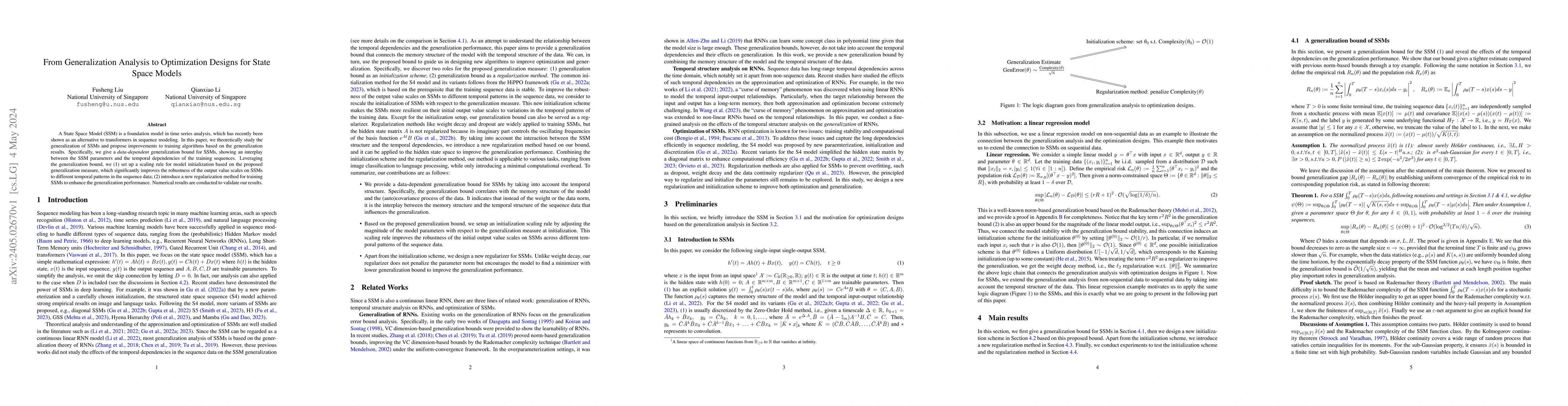 Thumbnail for From Generalization Analysis to Optimization Designs for State Space
  Models