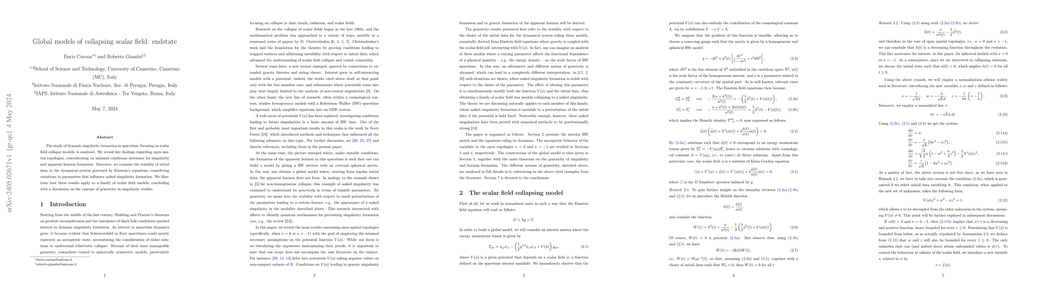 Thumbnail for Global models of collapsing scalar field: endstate