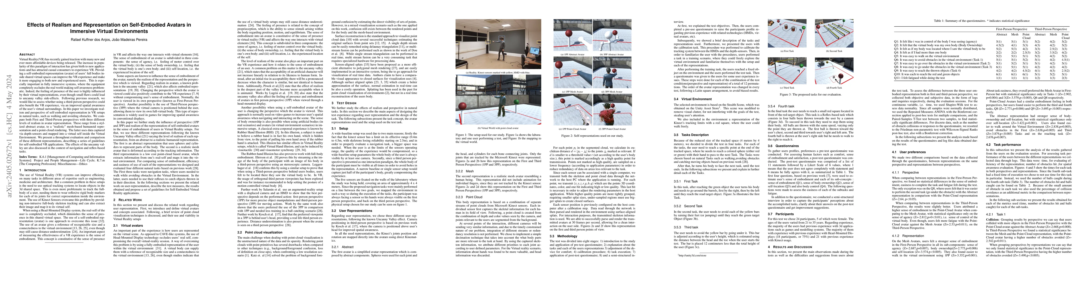 Thumbnail for Effects of Realism and Representation on Self-Embodied Avatars in
  Immersive Virtual Environments