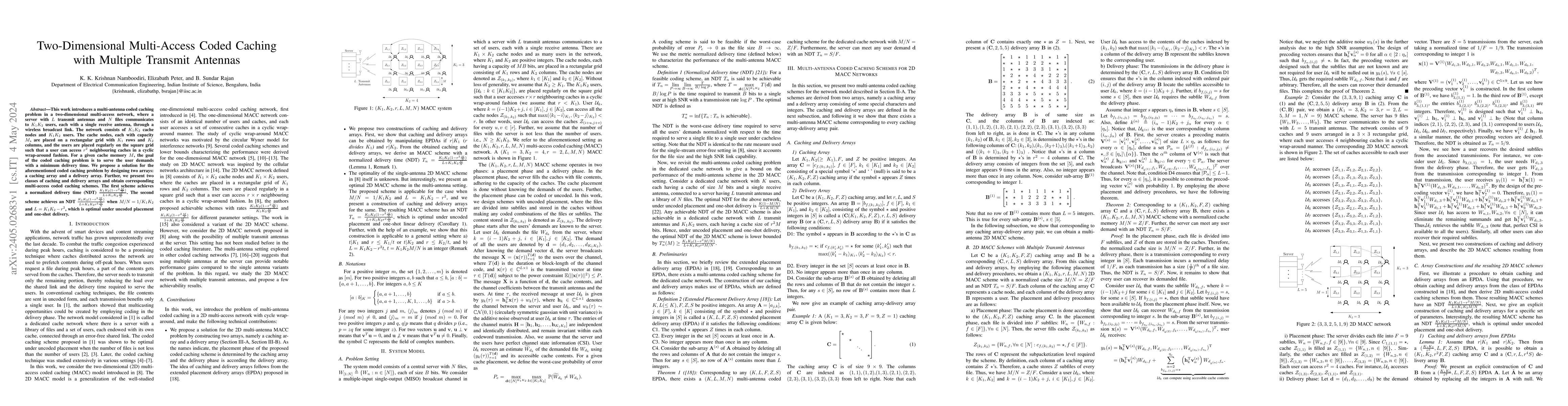 Thumbnail for Two-Dimensional Multi-Access Coded Caching with Multiple Transmit
  Antennas