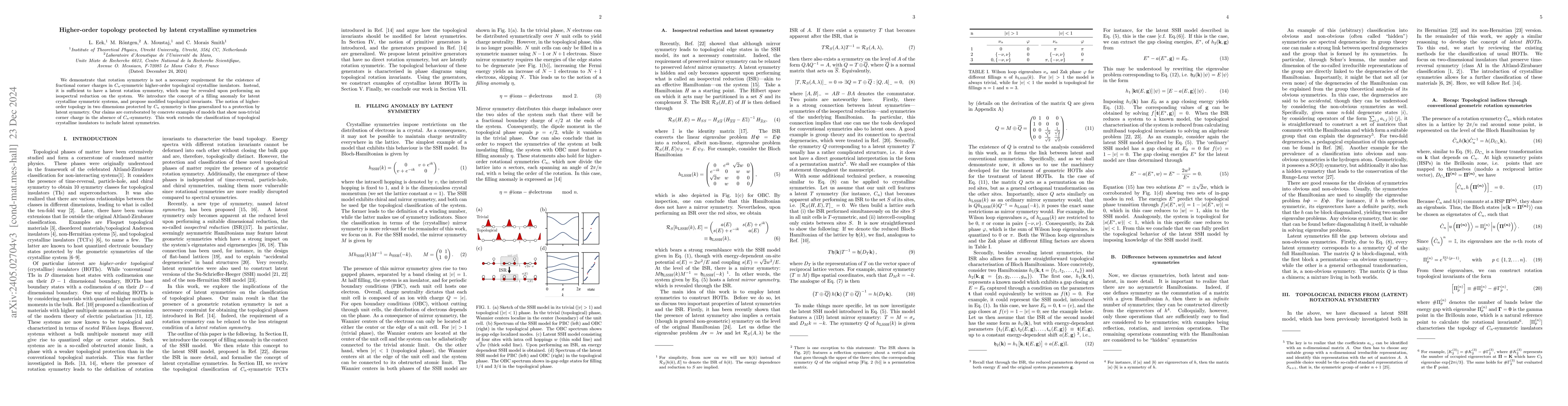 Thumbnail for Higher-order topology protected by latent crystalline symmetries