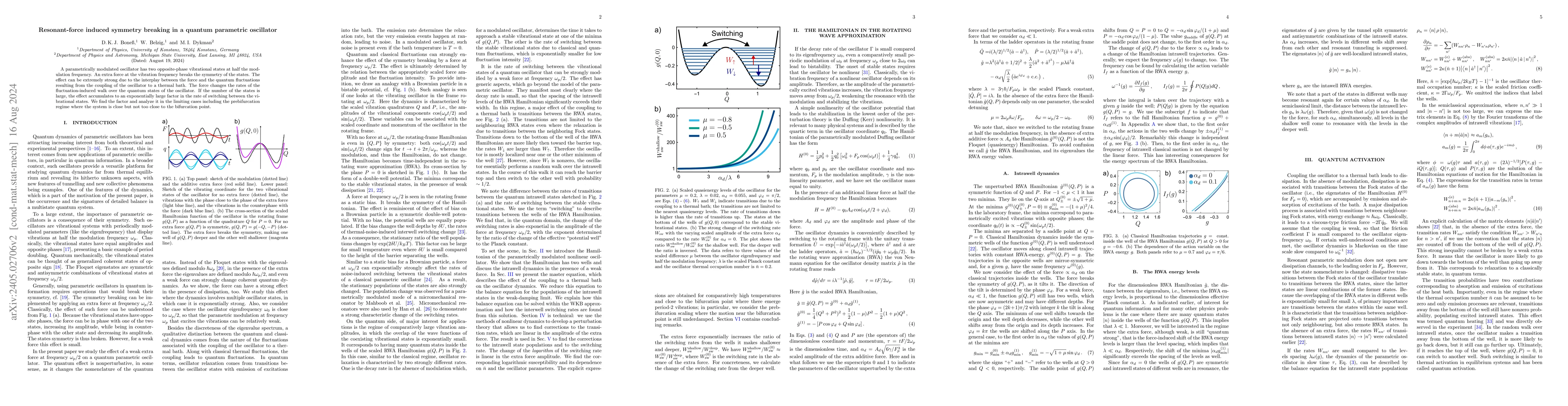 Thumbnail for Resonant-force induced symmetry breaking in a quantum parametric
  oscillator
