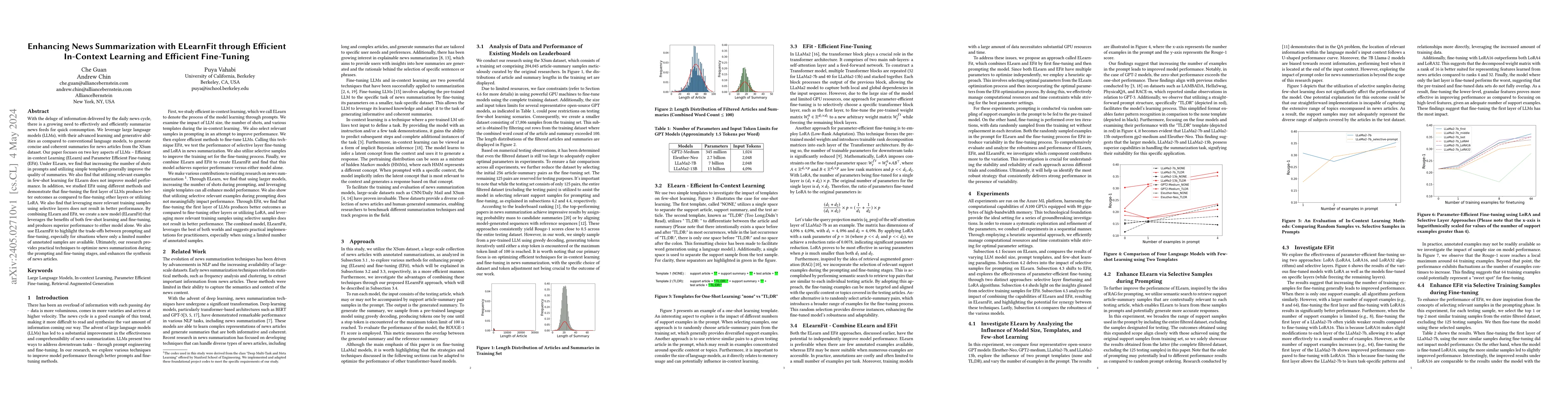 Thumbnail for Enhancing News Summarization with ELearnFit through Efficient In-Context
  Learning and Efficient Fine-Tuning
