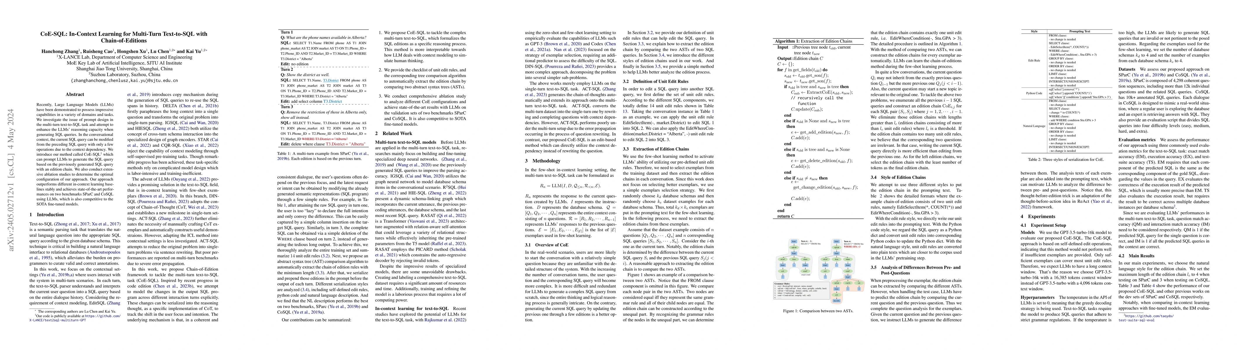 Thumbnail for CoE-SQL: In-Context Learning for Multi-Turn Text-to-SQL with
  Chain-of-Editions