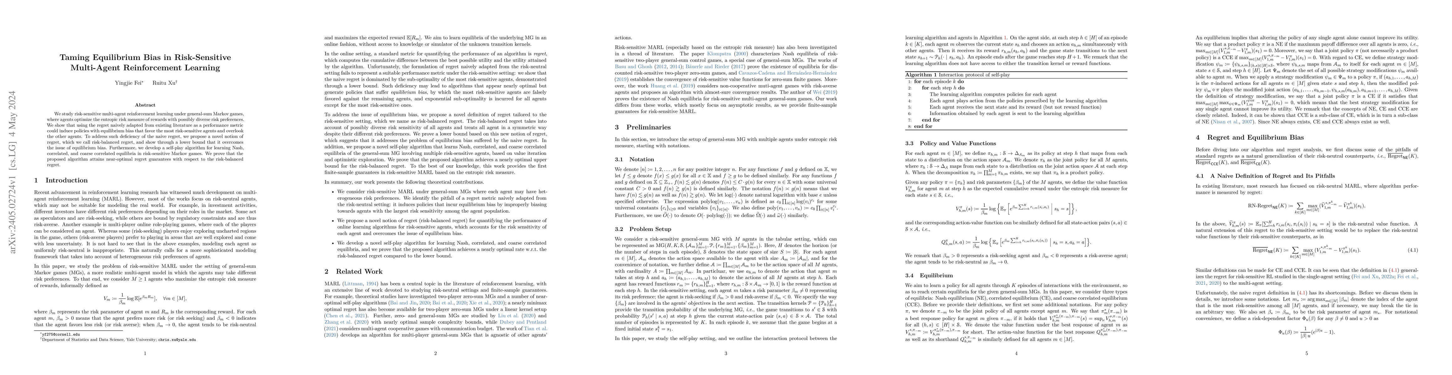 Thumbnail for Taming Equilibrium Bias in Risk-Sensitive Multi-Agent Reinforcement
  Learning