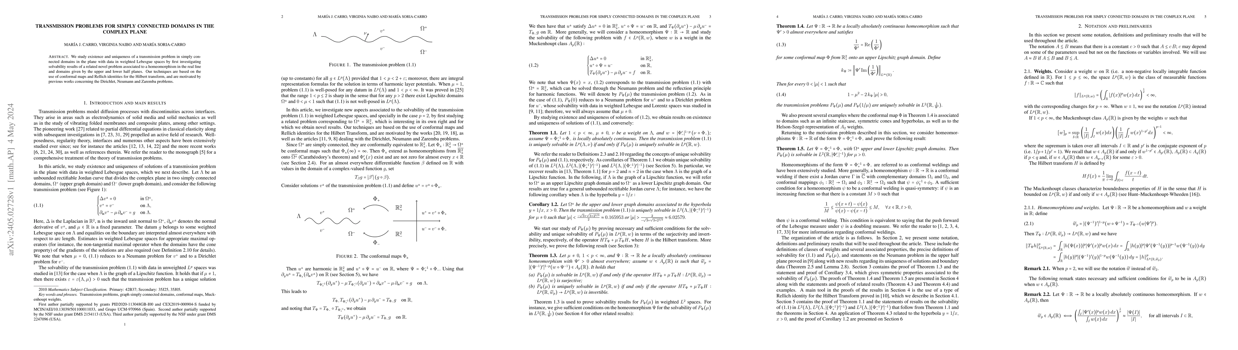 Thumbnail for Transmission problems for simply connected domains in the complex plane