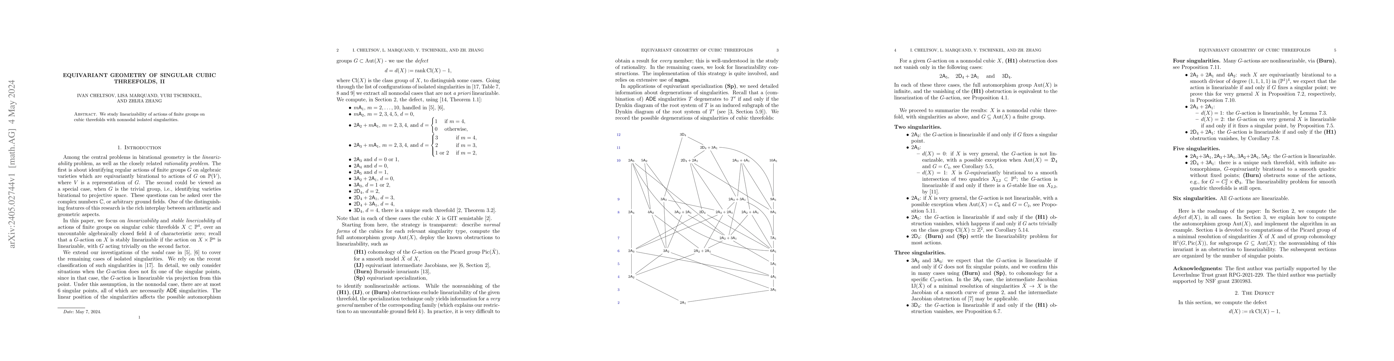 Thumbnail for Equivariant geometry of singular cubic threefolds, II
