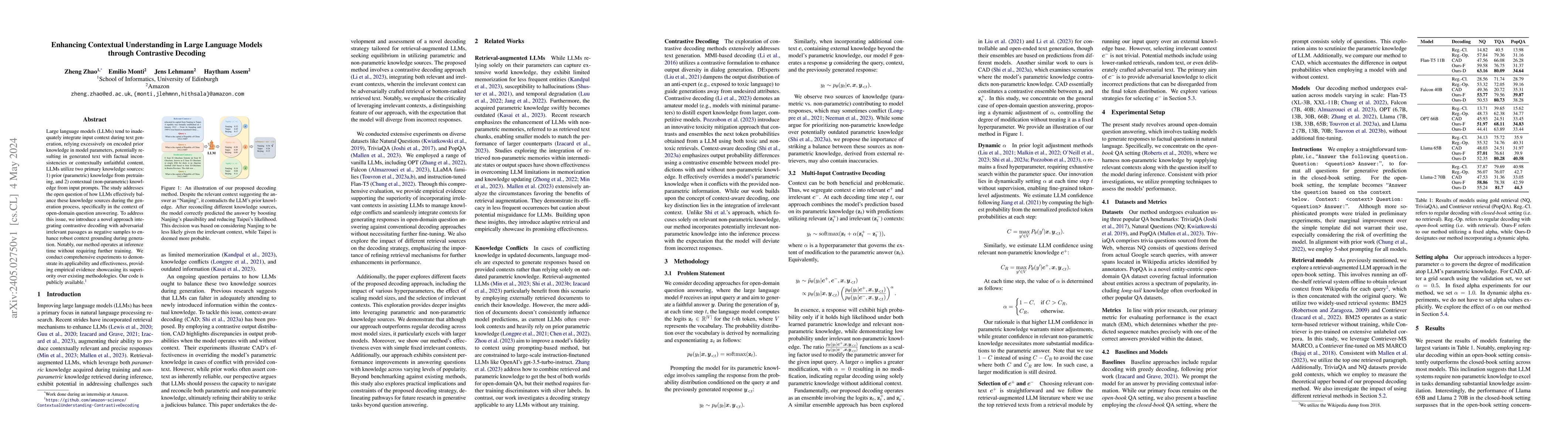 Thumbnail for Enhancing Contextual Understanding in Large Language Models through
  Contrastive Decoding