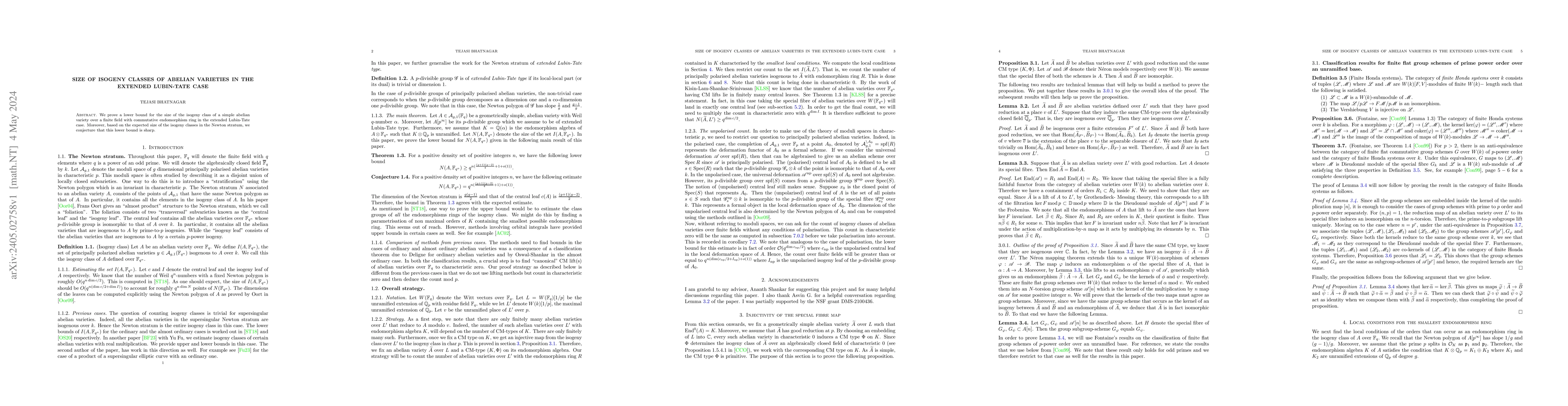Thumbnail for Size of isogeny classes of abelian varieties in the extended Lubin-Tate
  case