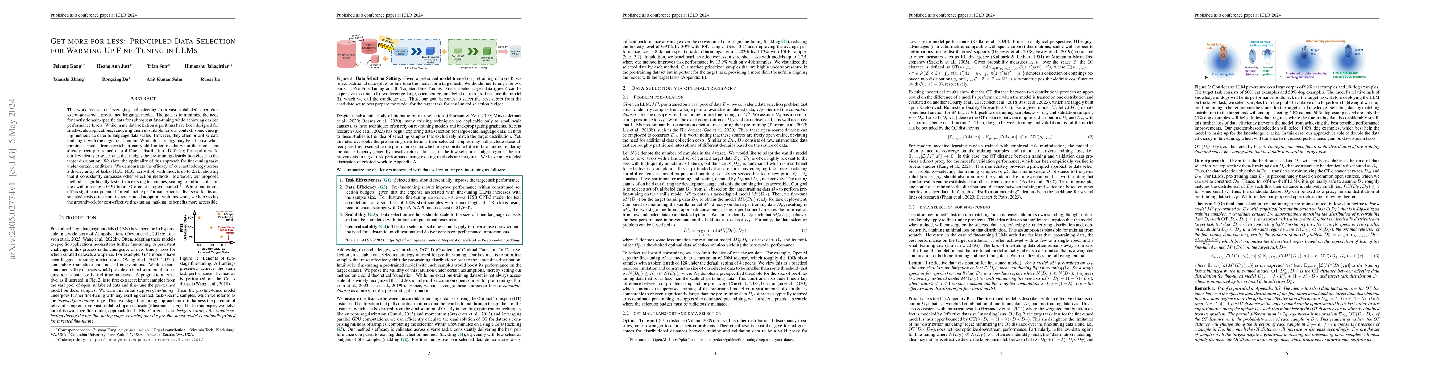 Thumbnail for Get more for less: Principled Data Selection for Warming Up Fine-Tuning
  in LLMs