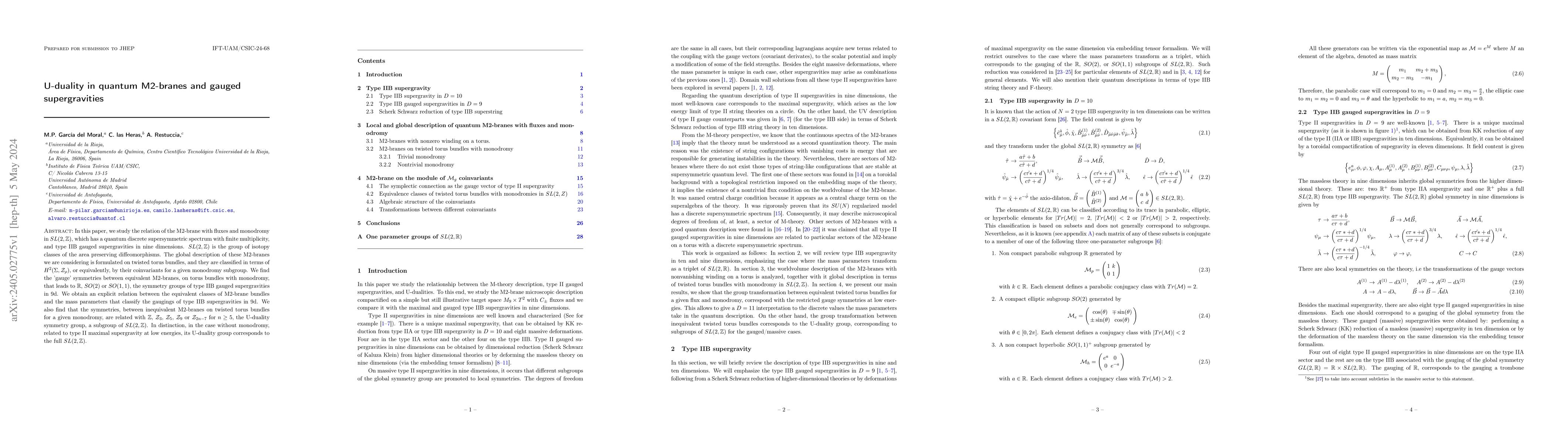 Thumbnail for U-duality in quantum M2-branes and gauged supergravities