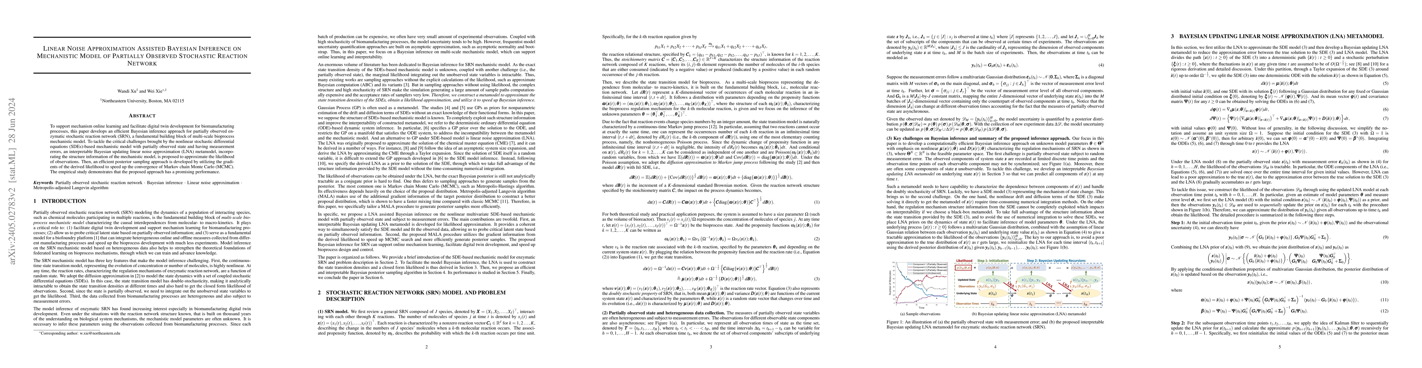 Thumbnail for Linear Noise Approximation Assisted Bayesian Inference on Mechanistic
  Model of Partially Observed Stochastic Reaction Network