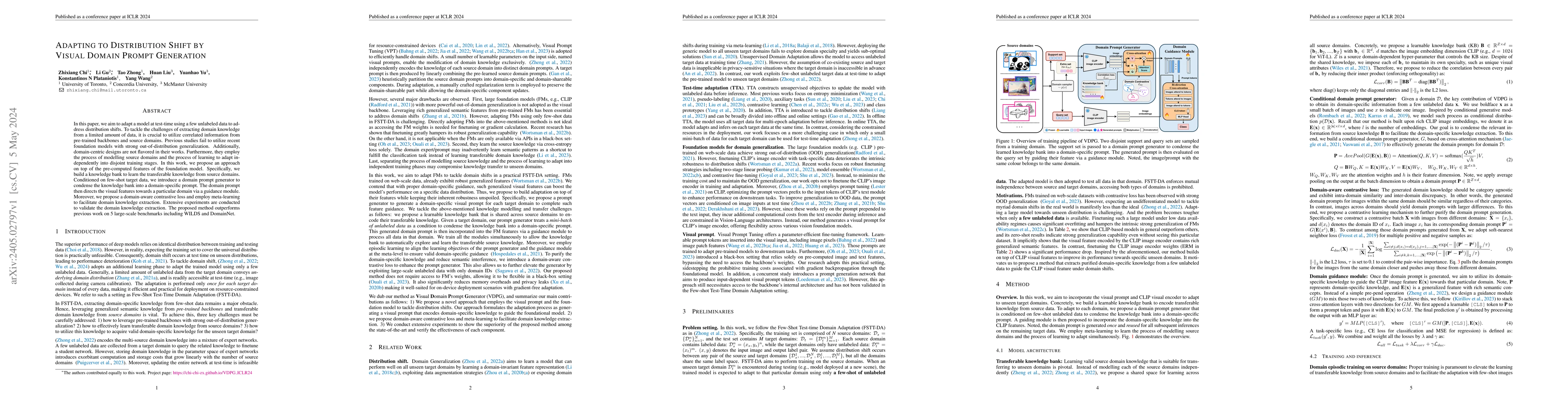 Thumbnail for Adapting to Distribution Shift by Visual Domain Prompt Generation