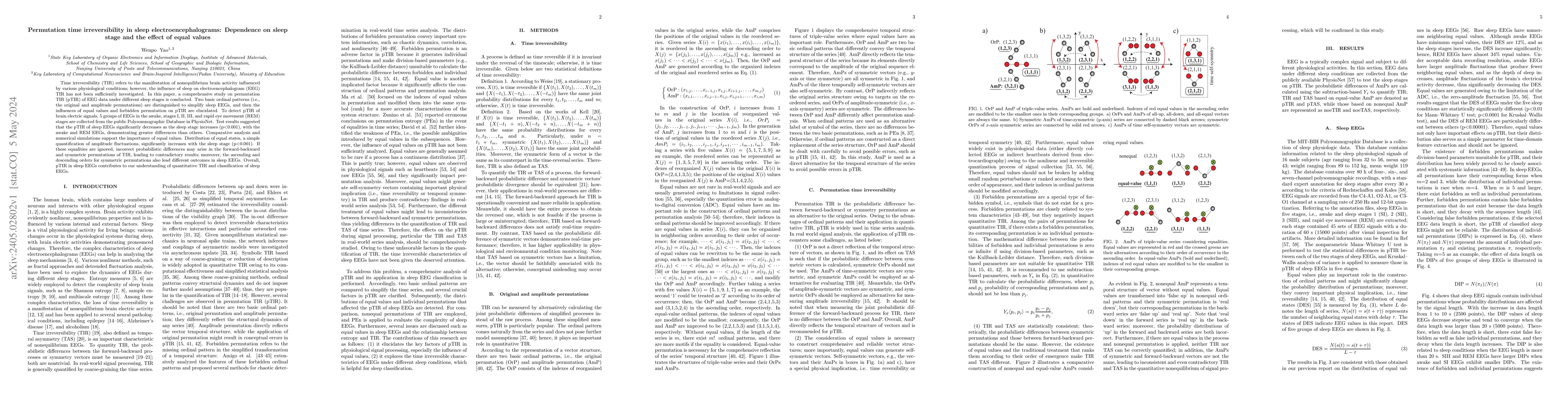Thumbnail for Permutation time irreversibility in sleep electroencephalograms:
  Dependence on sleep stage and the effect of equal values
