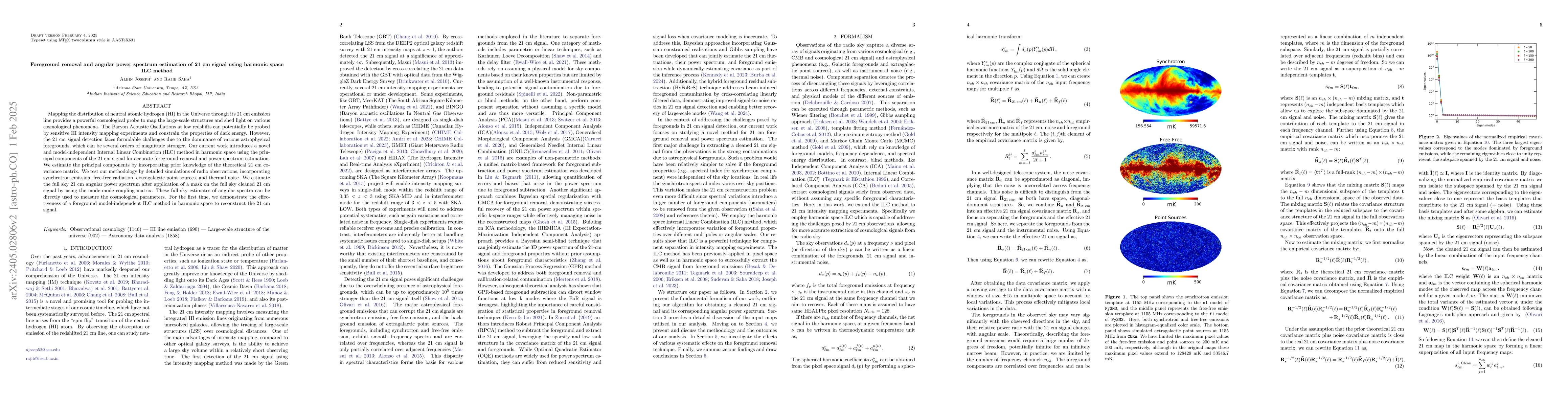 Thumbnail for Foreground removal and angular power spectrum estimation of 21 cm signal
  using harmonic space ILC method