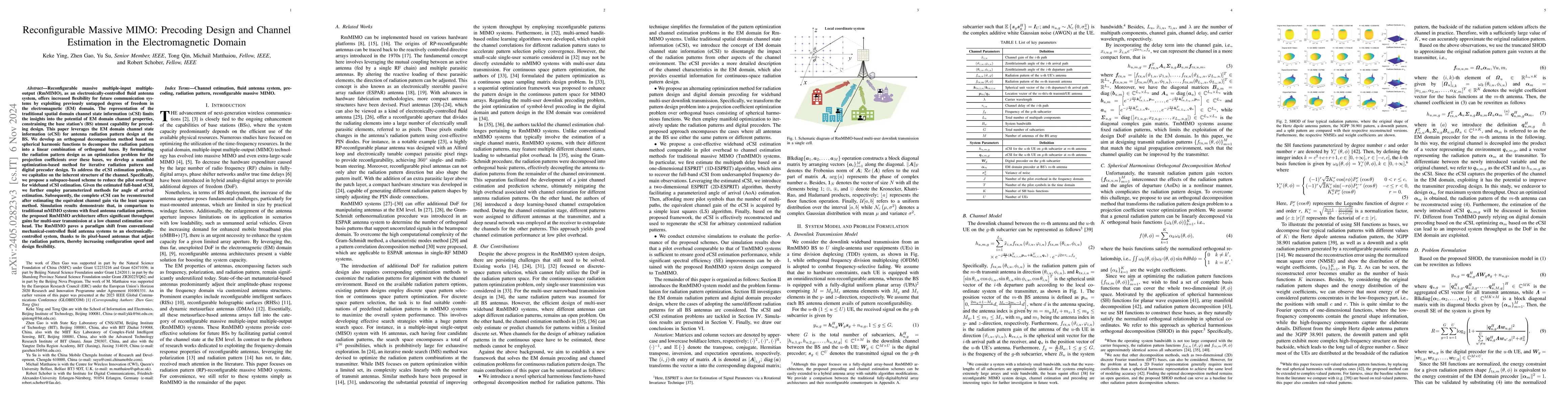 Thumbnail for Reconfigurable Massive MIMO: Precoding Design and Channel Estimation in
  the Electromagnetic Domain