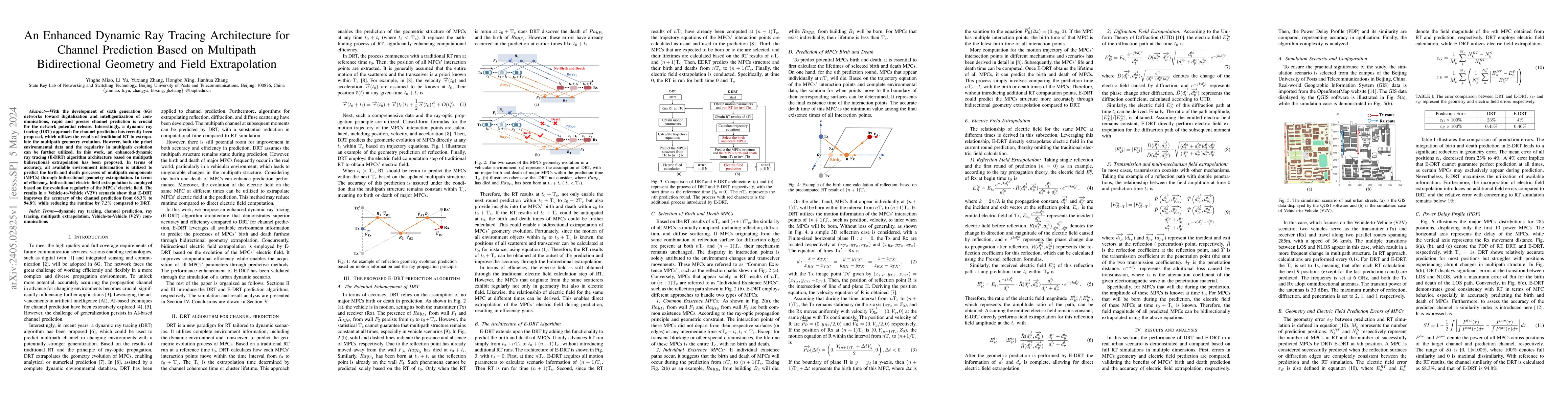 Thumbnail for An Enhanced Dynamic Ray Tracing Architecture for Channel Prediction
  Based on Multipath Bidirectional Geometry and Field Extrapolation