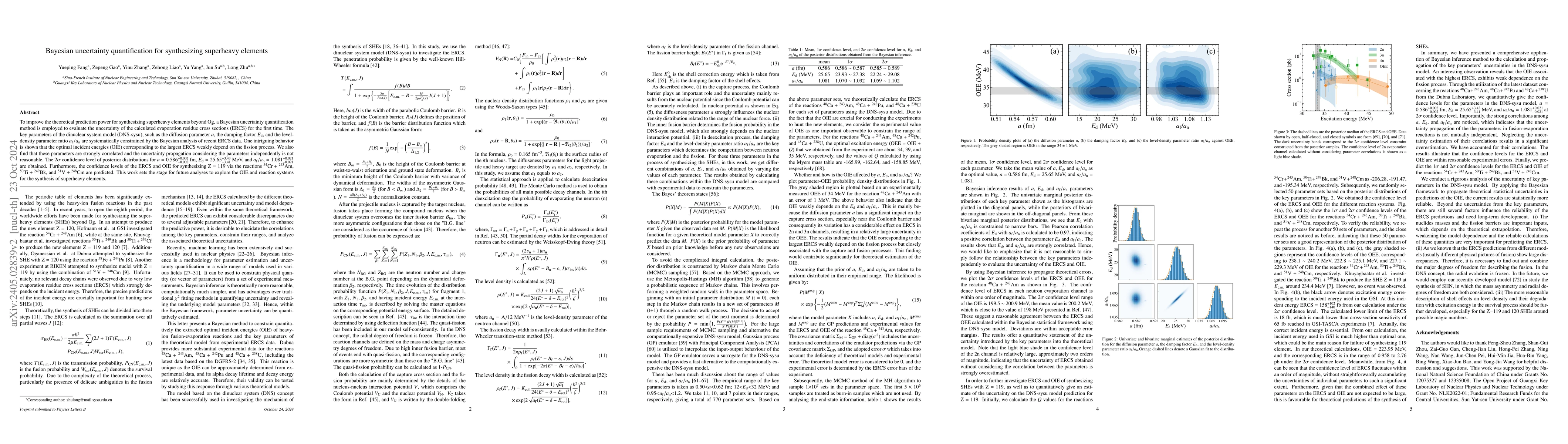 Thumbnail for Bayesian uncertainty quantification for synthesizing superheavy elements