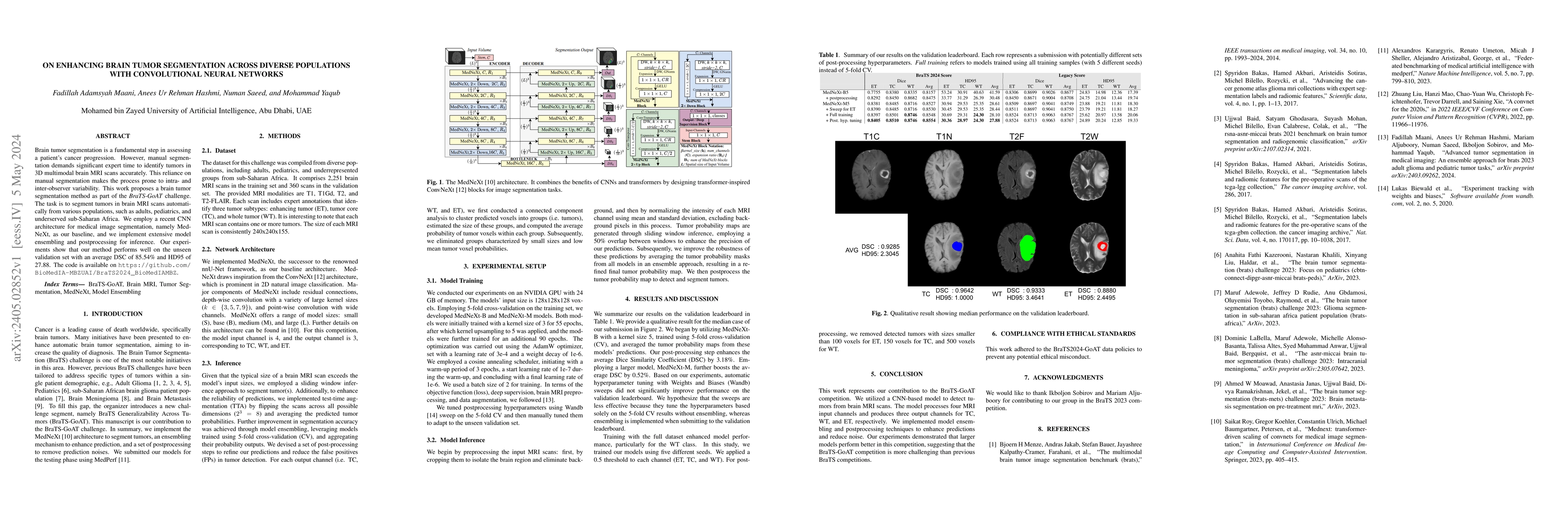 Thumbnail for On Enhancing Brain Tumor Segmentation Across Diverse Populations with
  Convolutional Neural Networks