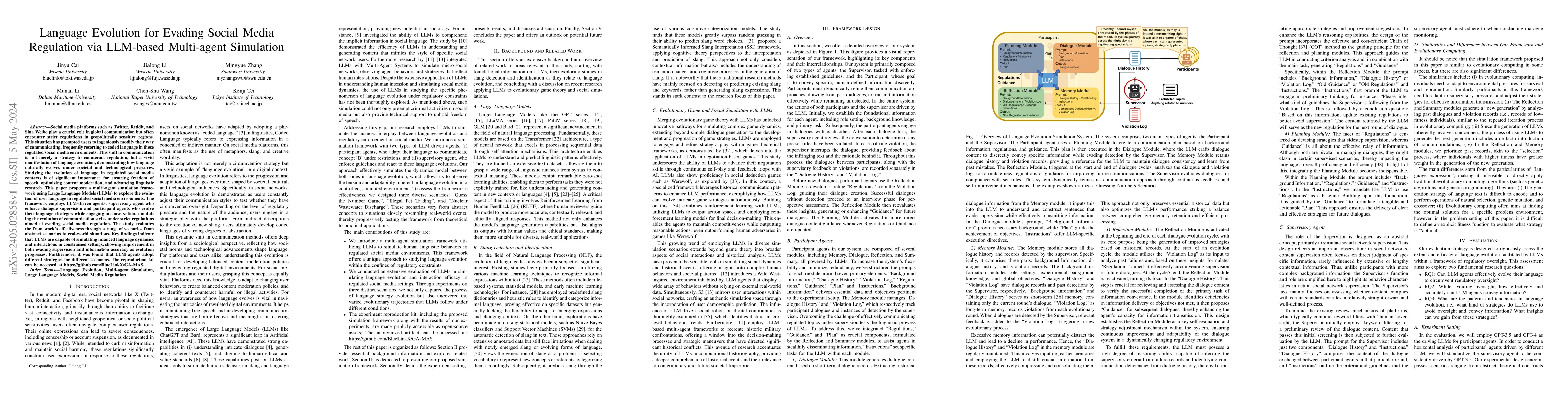 Thumbnail for Language Evolution for Evading Social Media Regulation via LLM-based
  Multi-agent Simulation