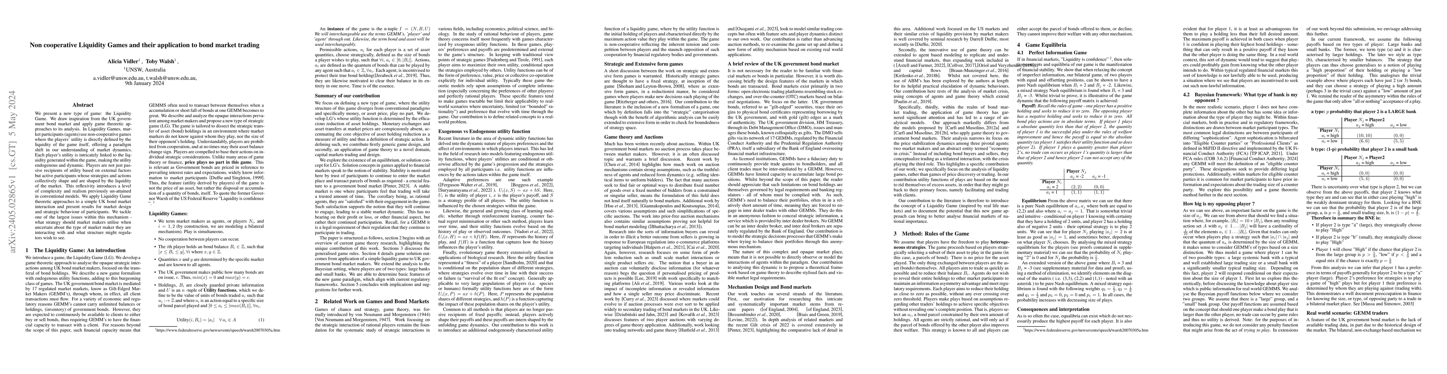 Thumbnail for Non cooperative Liquidity Games and their application to bond market
  trading
