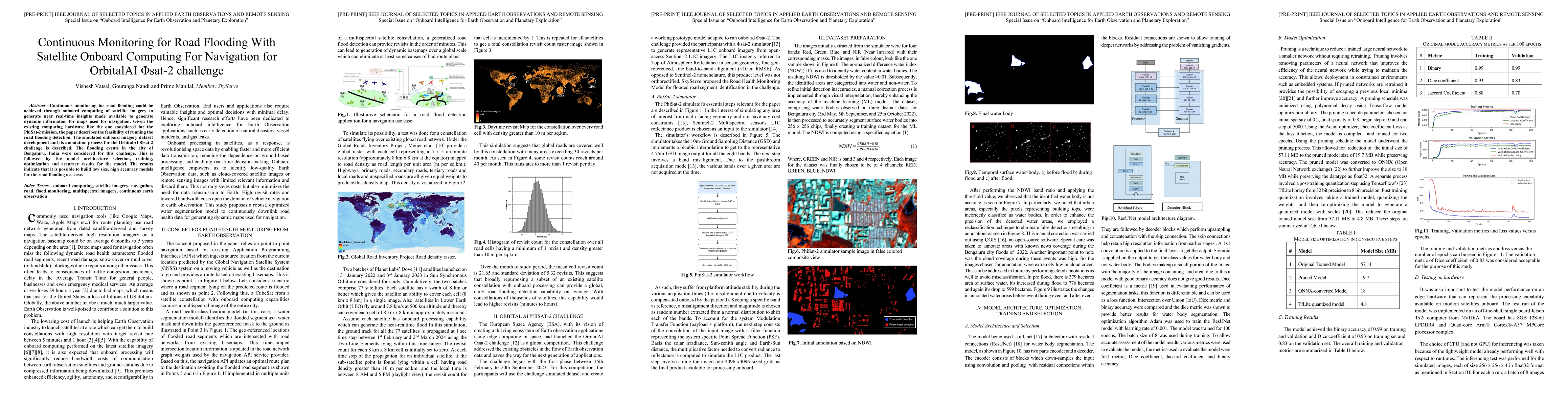 Thumbnail for Continuous Monitoring for Road Flooding With Satellite Onboard Computing
  For Navigation for OrbitalAI {\Phi}sat-2 challenge