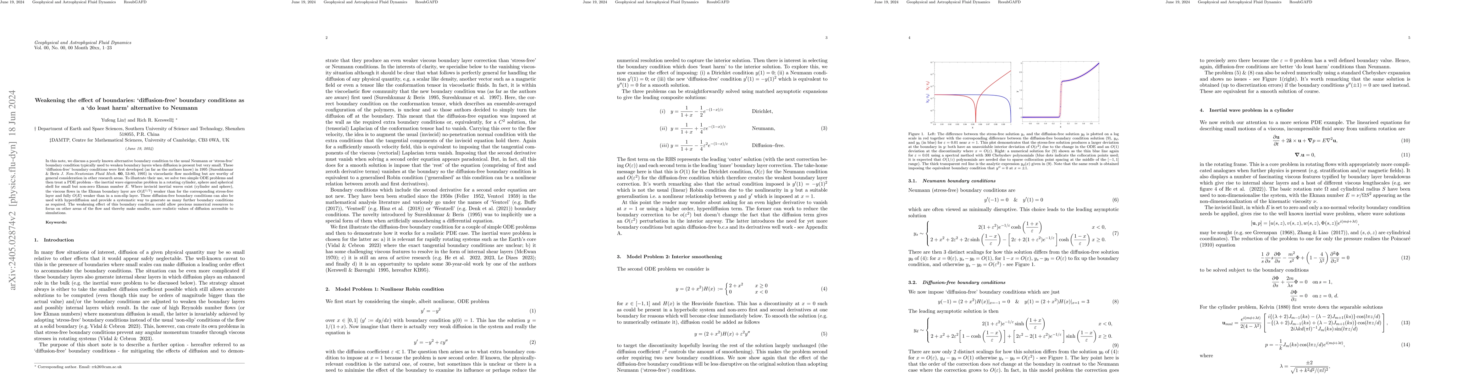 Thumbnail for Weakening the effect of boundaries: `diffusion-free' boundary conditions
  as a `do least harm' alternative to Neumann