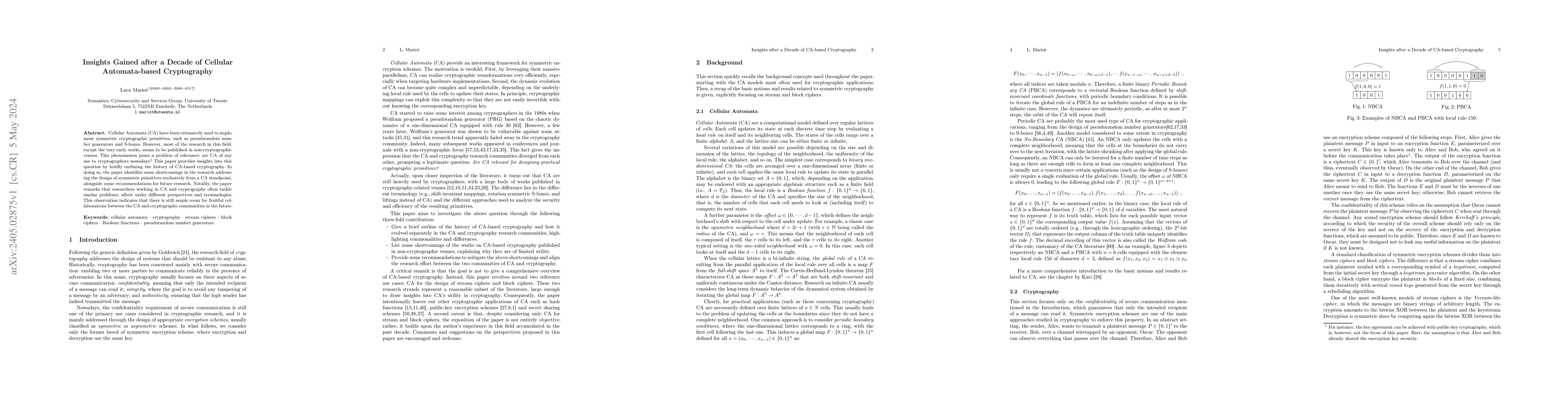 Thumbnail for Insights Gained after a Decade of Cellular Automata-based Cryptography