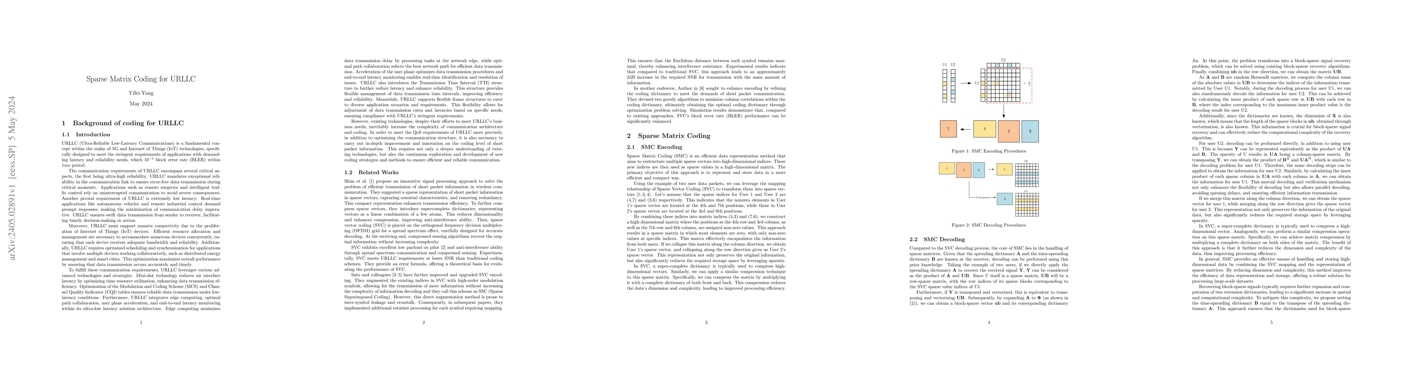 Thumbnail for Sparse Matrix Coding for URLLC