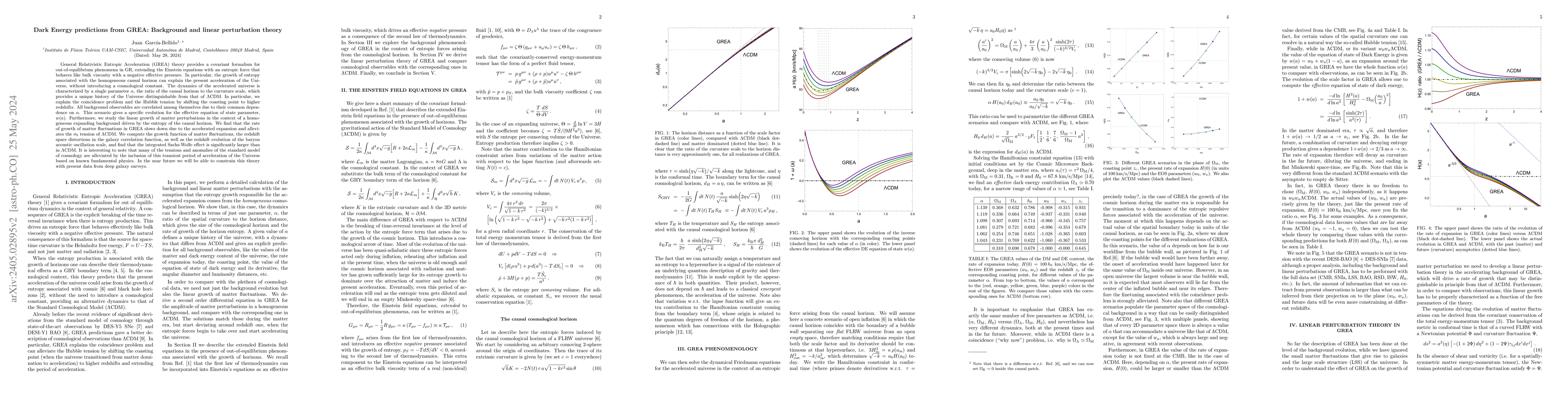 Thumbnail for Dark Energy predictions from GREA: Background and linear perturbation
  theory