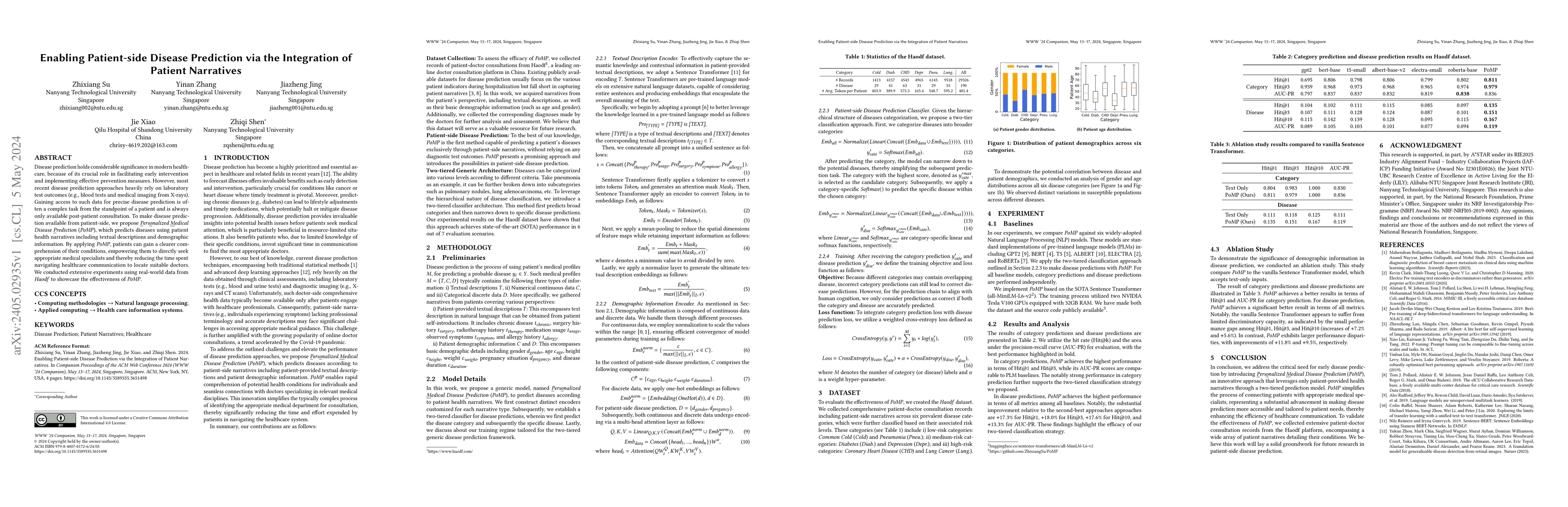 Thumbnail for Enabling Patient-side Disease Prediction via the Integration of Patient
  Narratives
