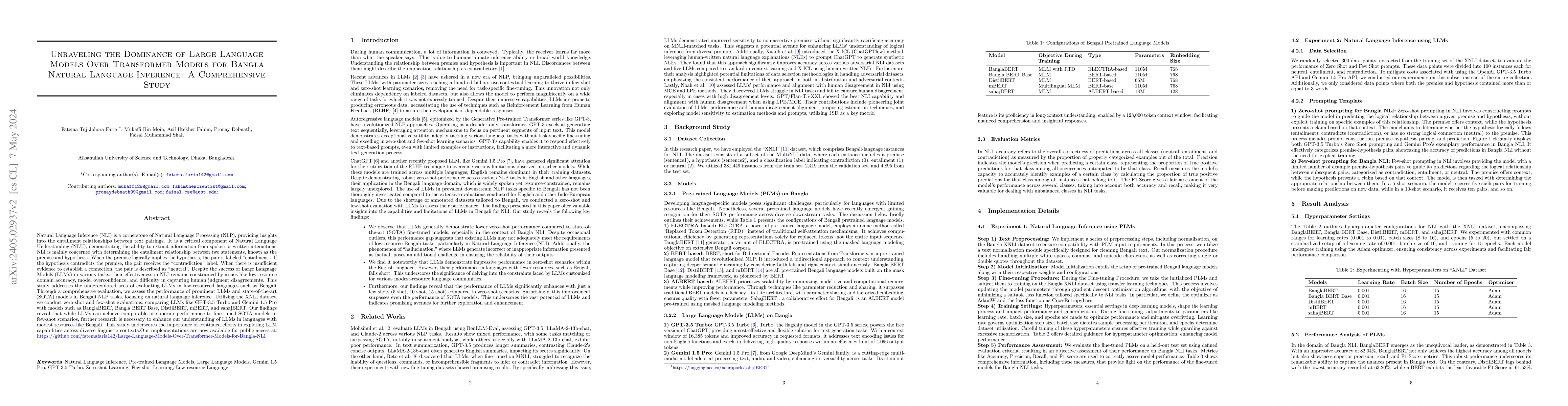 Thumbnail for Unraveling the Dominance of Large Language Models Over Transformer
  Models for Bangla Natural Language Inference: A Comprehensive Study