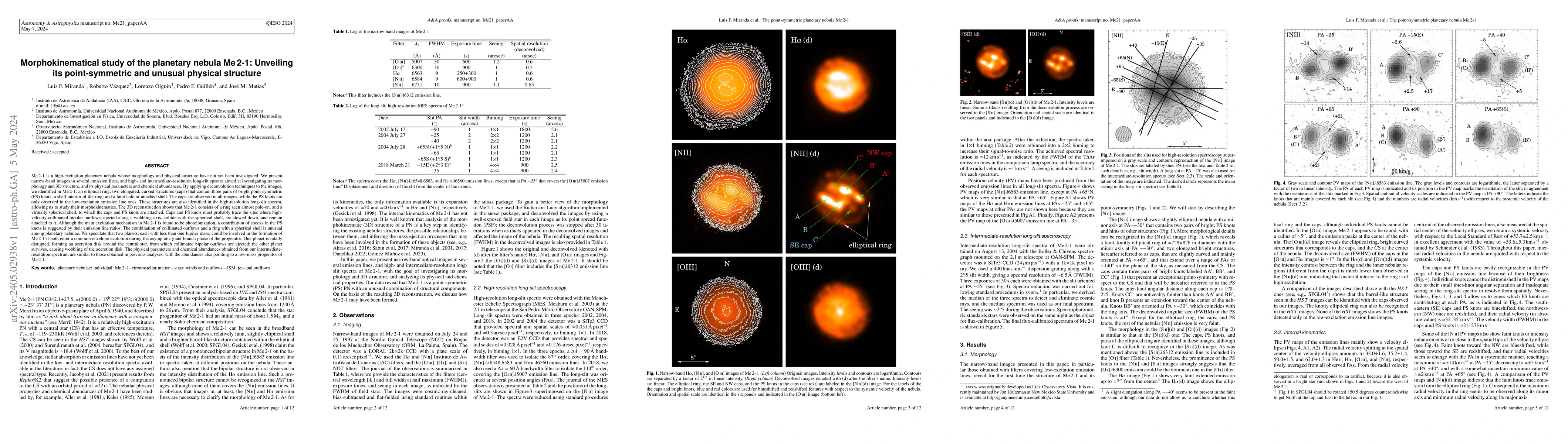 Thumbnail for Morphokinematical study of the planetary nebula Me2-1: Unveiling its
  point-symmetric and unusual physical structure