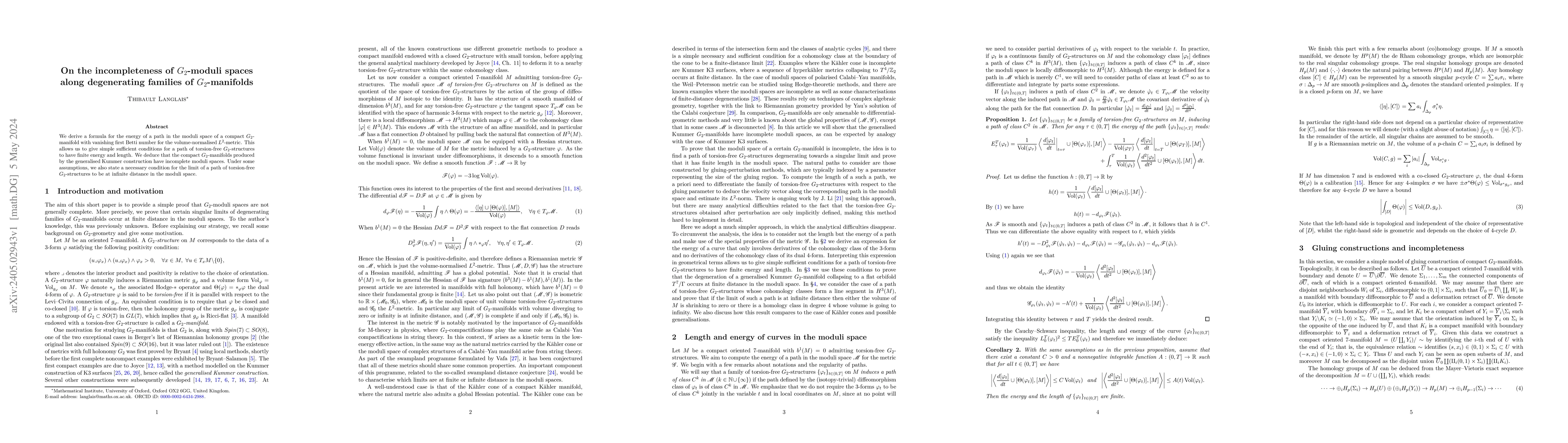 Thumbnail for On the incompleteness of $G_2$-moduli spaces along degenerating families
  of $G_2$-manifolds