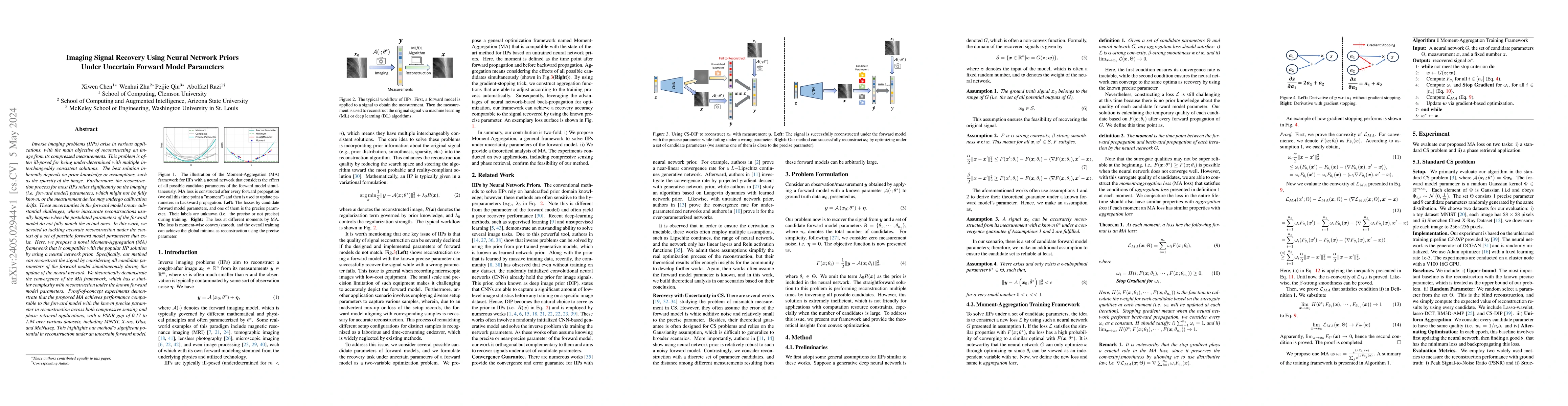 Thumbnail for Imaging Signal Recovery Using Neural Network Priors Under Uncertain
  Forward Model Parameters